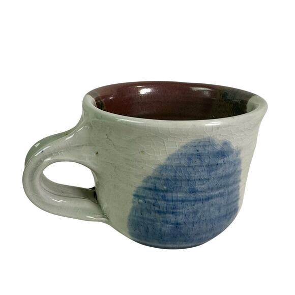 VTG L. Coward 1984 Studio Art Hobbyist Stoneware Coffee Cup Mug Boho Crazing - Picture 3 of 9